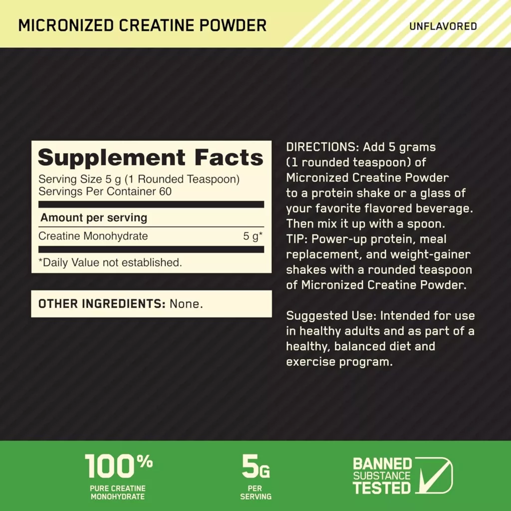 Optimum Nutrition Micronized Creatine Monohydrate Powder, Unflavored, Keto Friendly